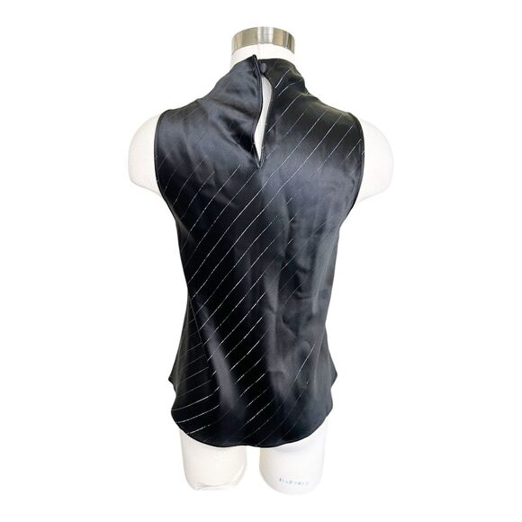 Nonchalant Label Laura Satin Silver Stripe Sleeveless Blouse High Neck Sz XS - Picture 5 of 9